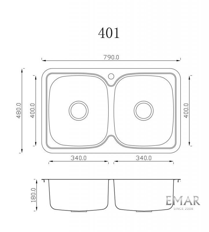 Приобрести emar кухонная мойка 79х49 см, хром emar 401