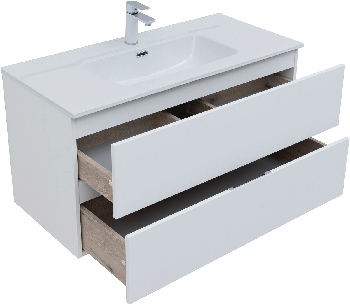 Приобрести aquanet тумба с раковиной алвита new 100 см, 2 ящика, белая матовая