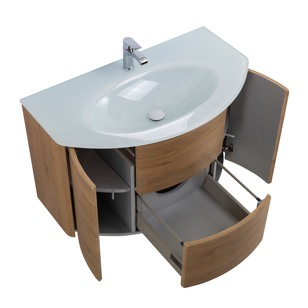 Приобрести cezares тумба подвесная с раковиной eden 91 см rovere tabacco, стекло, дерево 55073