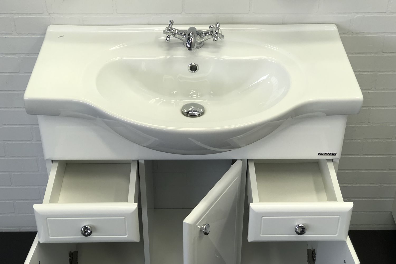 Приобрести сomforty тумба с раковиной "сочи-85" белый глянец