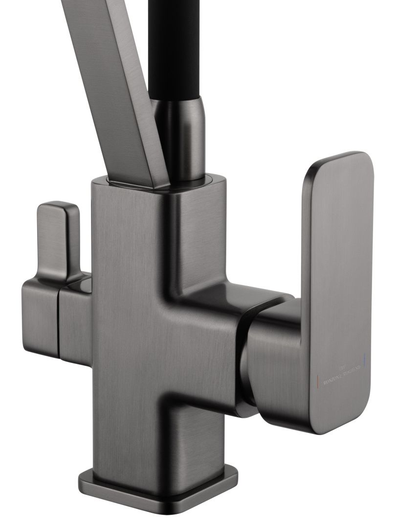 Приобрести смеситель для кухни с гибким изливом и подключением фильтра wonzon & woghand, темный графит (ww-88458013-bgm)