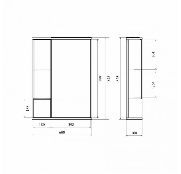 Приобрести mirsant зеркало шкаф камилла 60 см, с подсветкой, белый, левый ут000004931