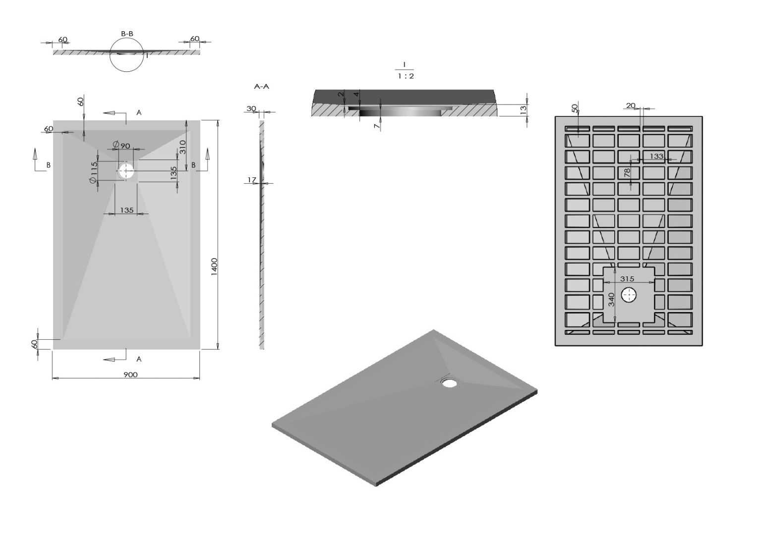 Приобрести vincea душевой поддон 90х140 см, прямоугольный, серый матовый vst-4sr9014g