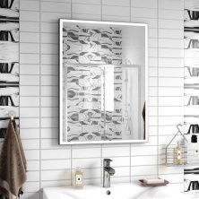 Continent Зеркало с подсветкой Life 70х90 см, сенсорный включатель, белое