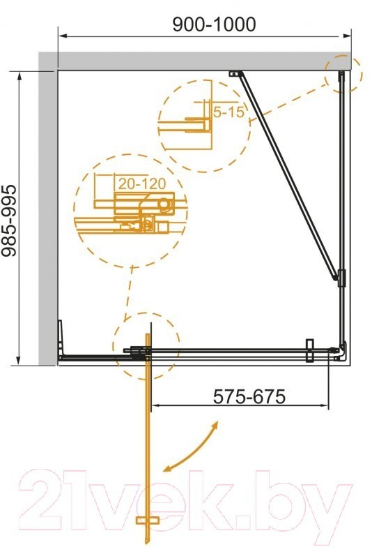 Приобрести cezares душевое ограждение slider 100х100см slider-ah-1-100-100/110-br-nero