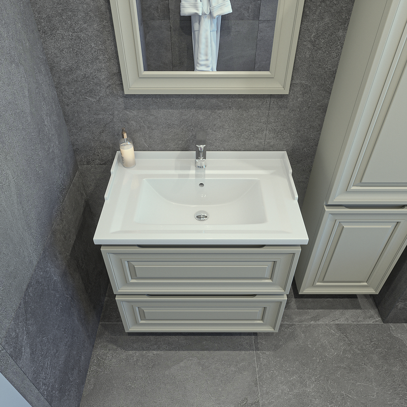 Приобрести caprigo тумба с раковиной подвесная ponza 70 см, темно серая 13520-030.000.00.20