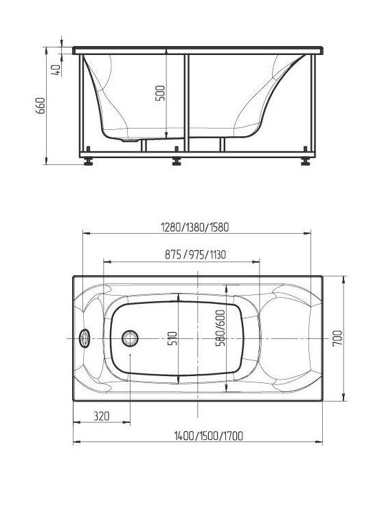 Приобрести акриловая ванна aquatek альфа 170x70 см