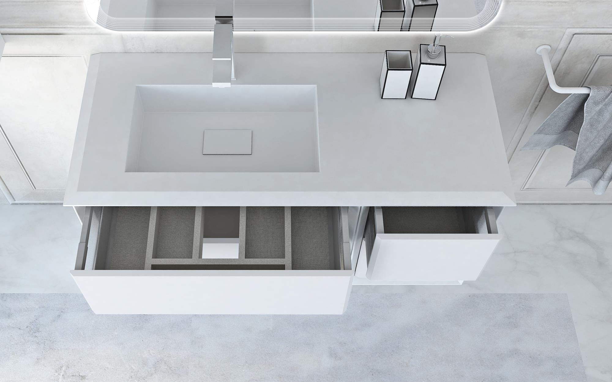 Приобрести cezares тумба подвесная с раковиной bellagio 106 см bianco opaco, левостороняя, белая матовая 54714