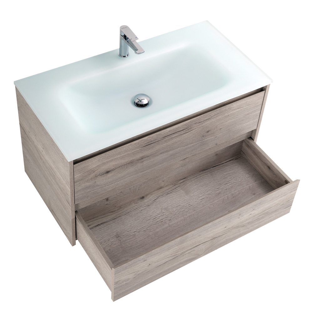 Приобрести belbagno тумба с раковиной kraft 100 см, подвесная rovere galifax bianco, стеклянная раковина