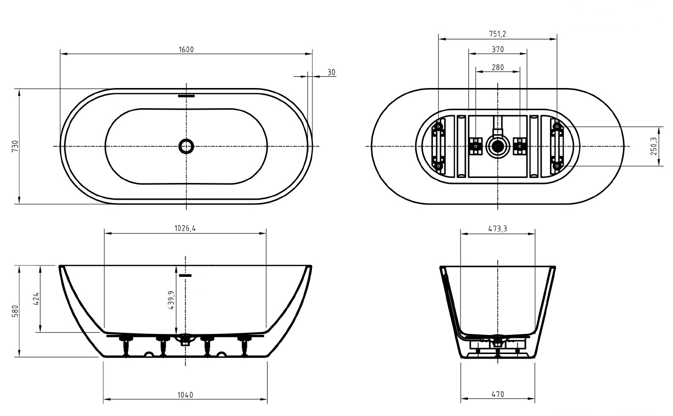 Приобрести belbagno акриловая ванна uno 160х73 см, белая uno bb701-1600-730-k