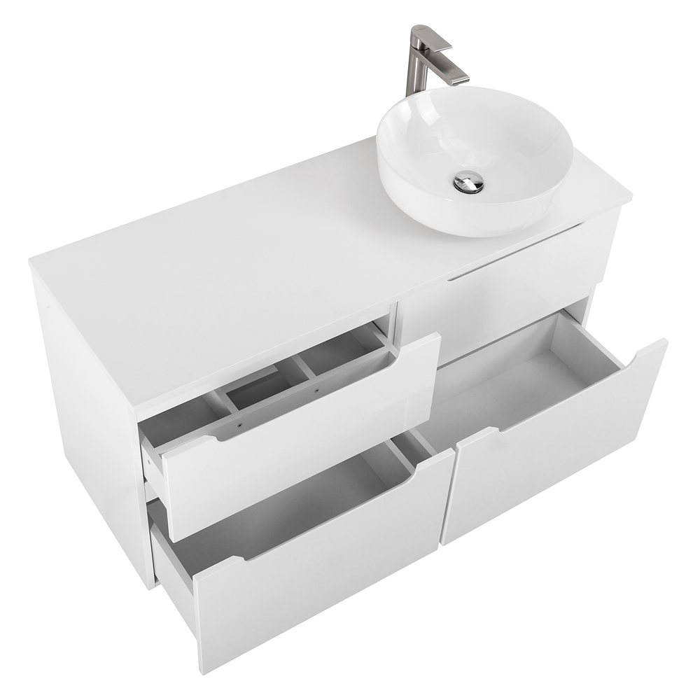 Приобрести belbagno тумба со столешницей etna-h60 120 см, подвесная bianco lucido, раковина справа