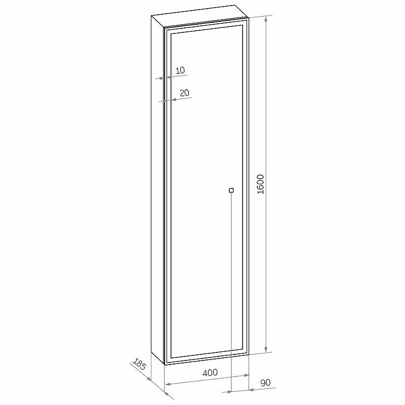 Приобрести continent пенал подвесной с подсветкой mirror box black 160 см, сенсорный включатель, черный