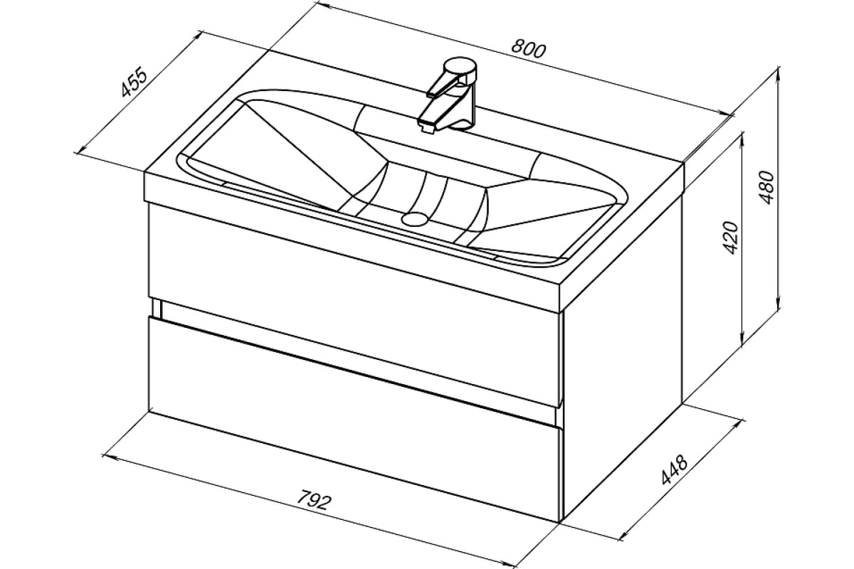 Приобрести aquanet тумба с раковиной беркли 80 см, белая глянец (2 ящика)
