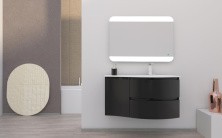 Cezares Тумба подвесная с раковиной VAGUE 104 Nero Opaco, правосторонняя, черная 55282