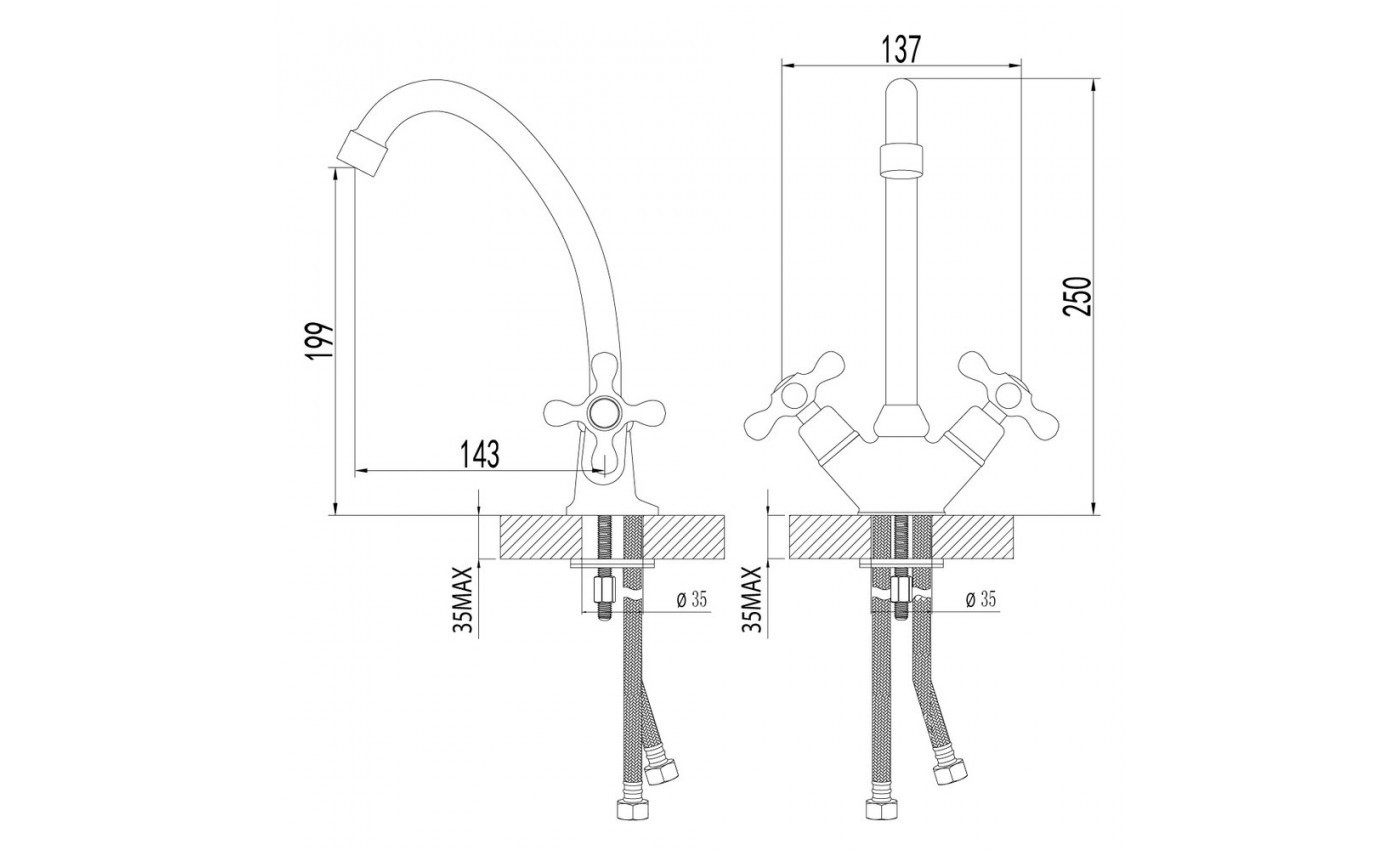 Приобрести lemark смеситель для кухни standard с поворотным изливом, двухвентильный, хром lm2104c
