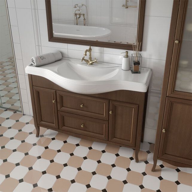 Приобрести caprigo тумба с раковиной lion 120 см, темное дерево, экошпон