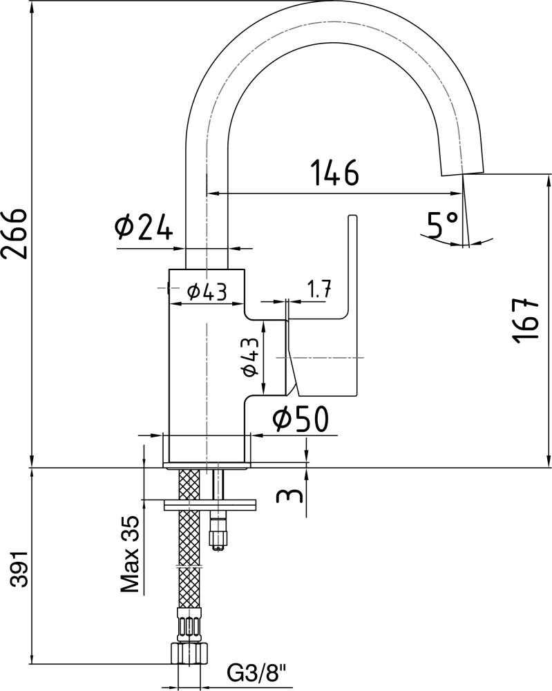 Приобрести смеситель для раковины e.c.a. nita без донного клапана 102188036ex