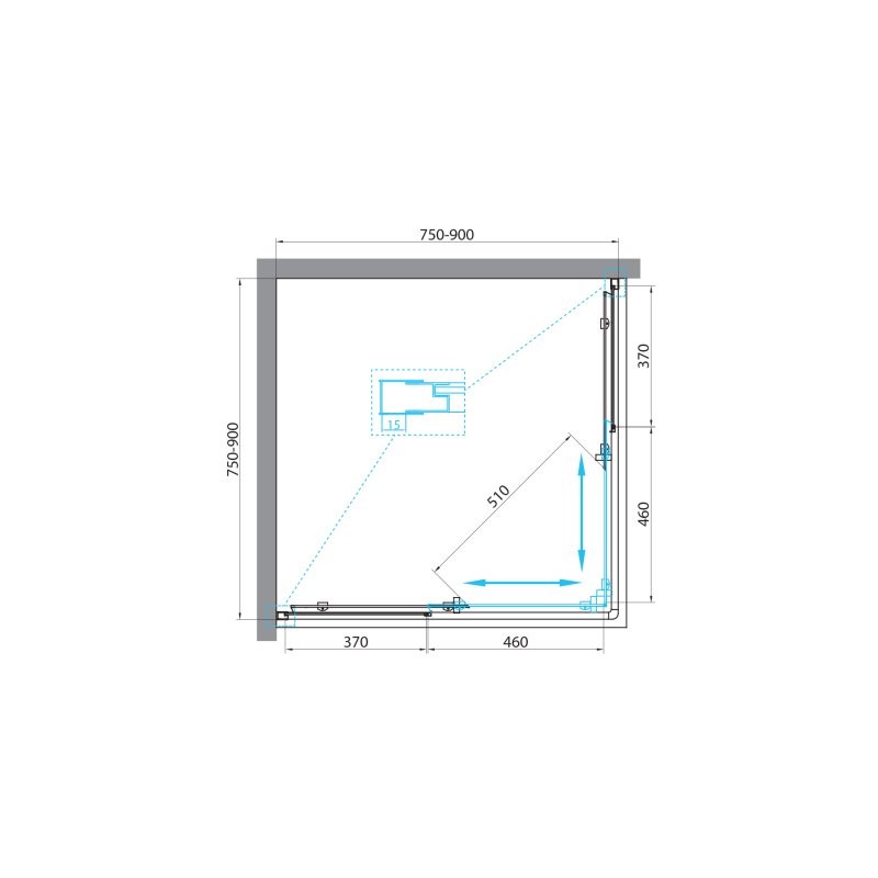 Приобрести ограждение душевое belbagno unique-a-2 750-900х750-900 хром/матовое