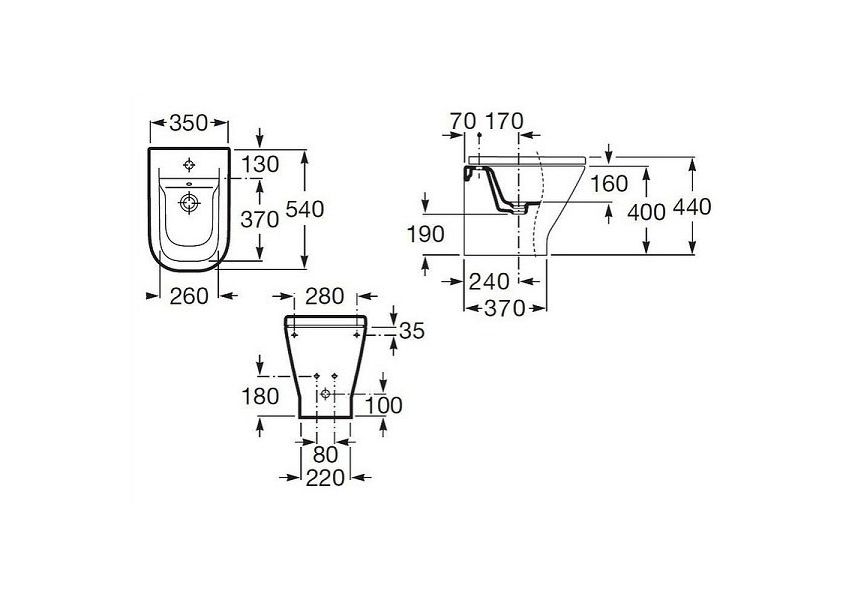 Приобрести биде приставное roca gap, 7.3574.7.700.0