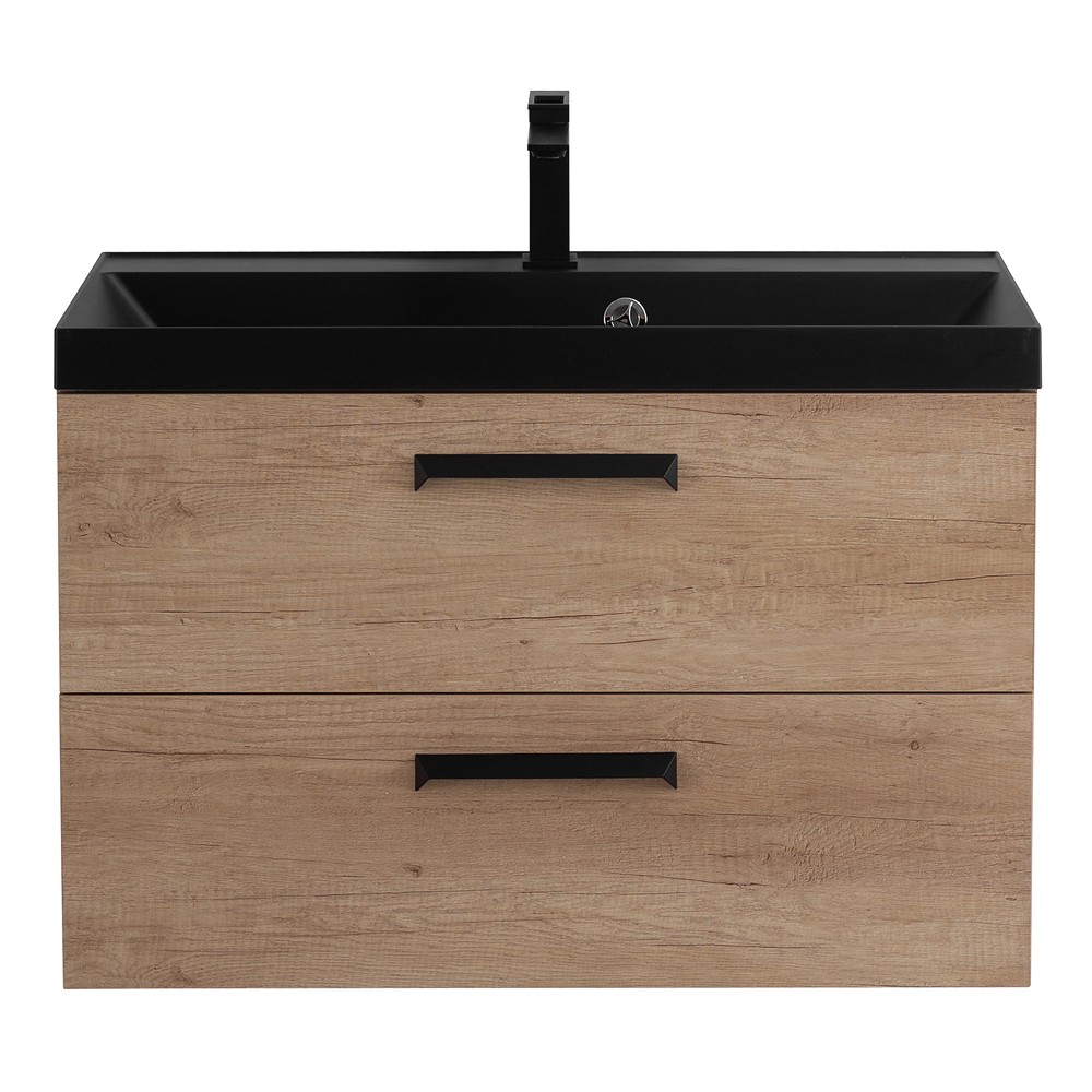 Приобрести belbagno тумба с раковиной aurora 80 см, подвесная rovere nebrasca nature, чёрная раковина