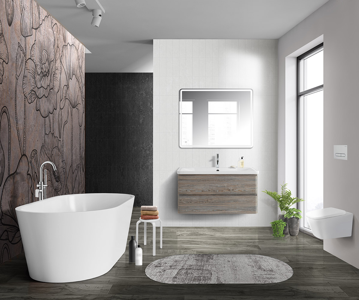 Приобрести belbagno тумба с раковиной albano 100 см, подвесная pino scania, белая раковина