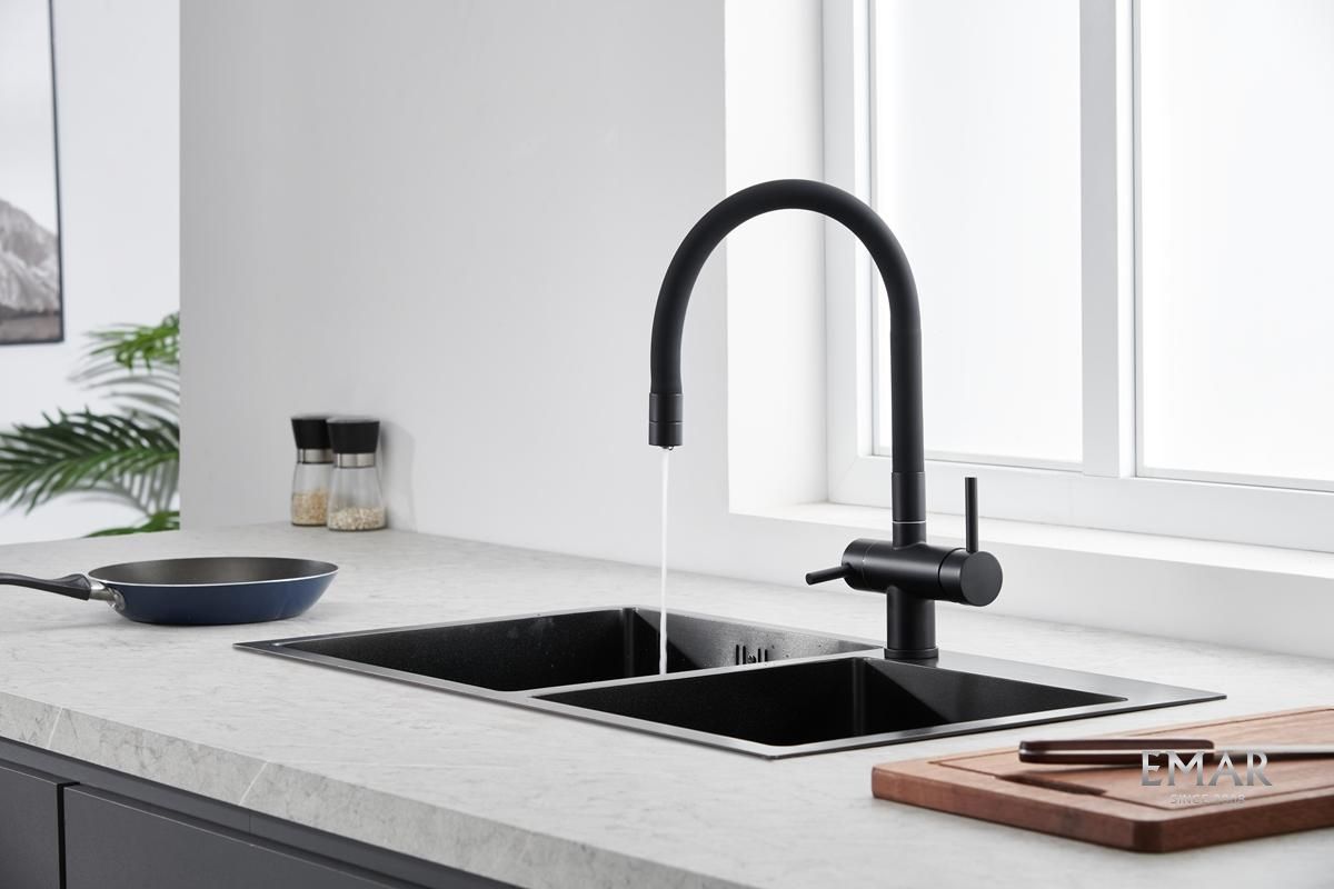 Приобрести emar смеситель для кухни, черный ес - 3015 black