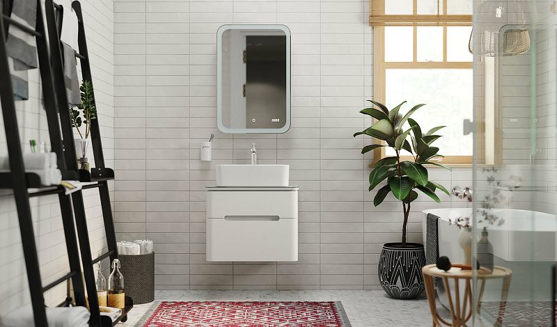 Приобрести jorno зеркало шкаф bosko 50 см, с подсветкой, часы, белое