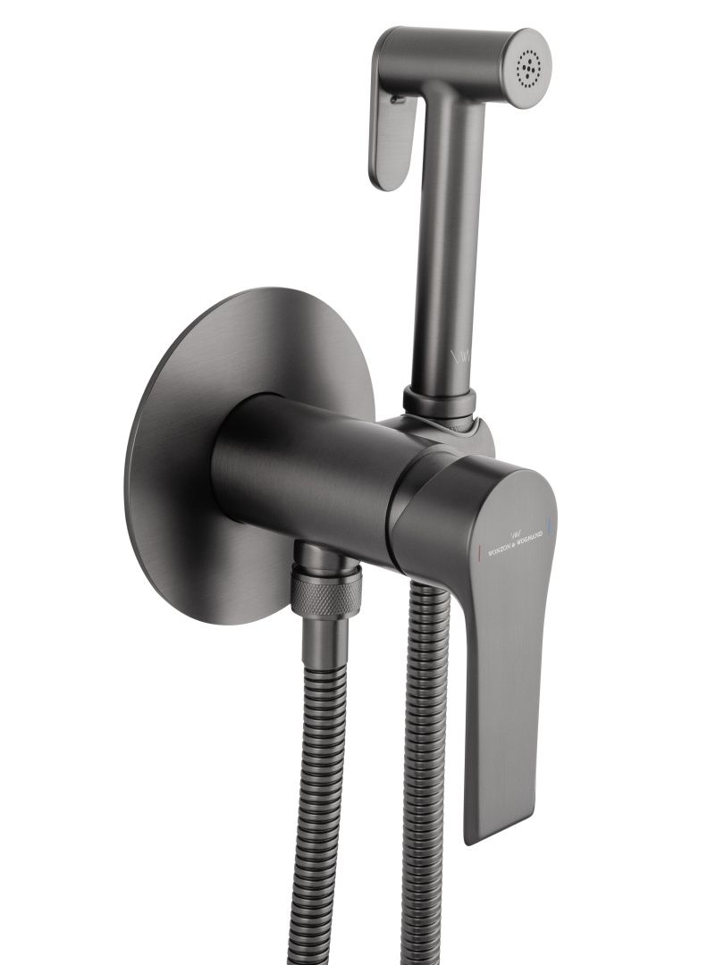 Приобрести смеситель с гигиеническим душем встраиваемый wonzon & woghand brilliant, темный графит (ww-88829079-bgm)