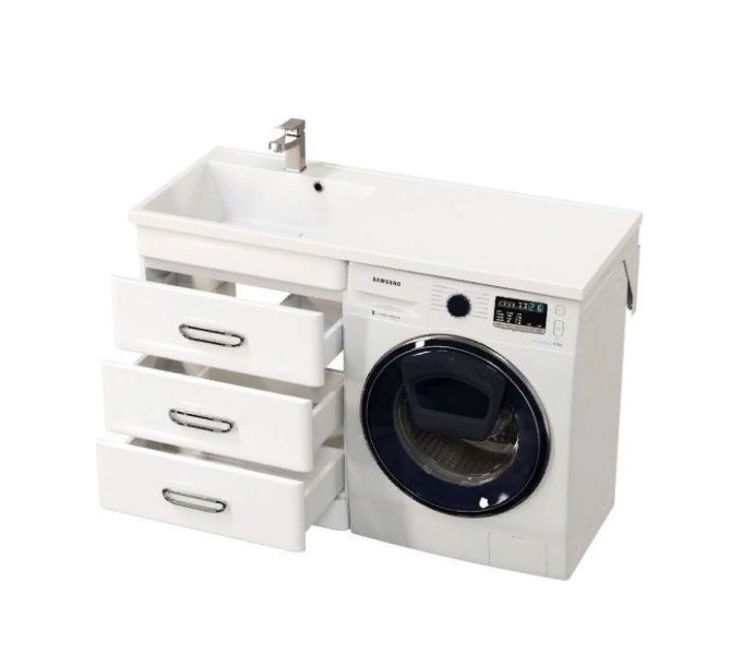 Приобрести mirsant тумба напольная fuji 120 см с раковиной столешницей fly 2 120 см под стиральную машину, левая ут000077620