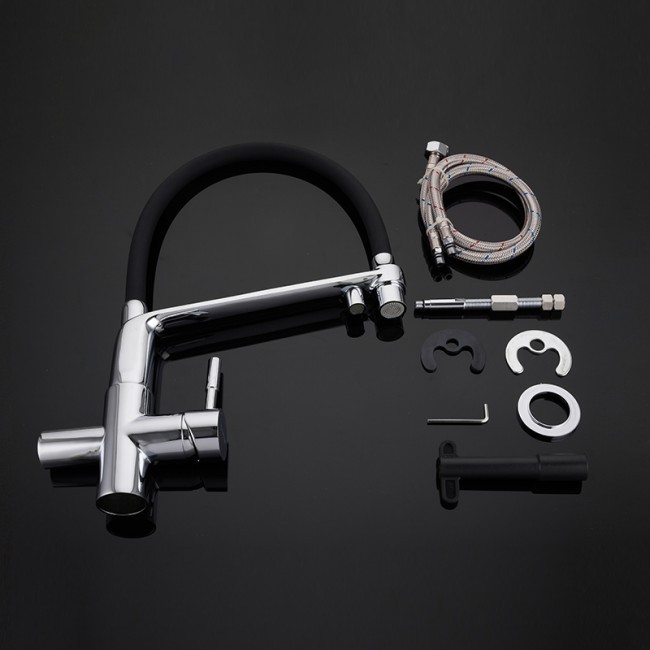 Приобрести gappo смеситель для кухни g4398-7 с фильтром и гибким изливом, хром\черный 94384
