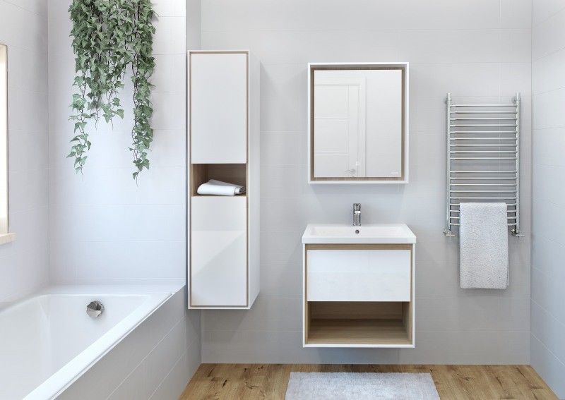 Приобрести cersanit louna тумба с раковиной, подвесная, 60 см, белая