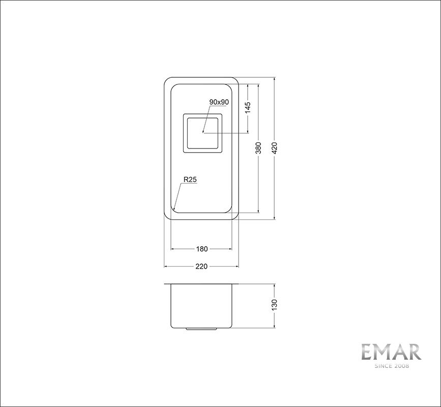 Приобрести oulin кухонная мойка 22х42 см, сатин oulin ol-0361 square