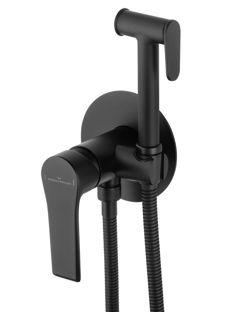 Приобрести смеситель с гигиеническим душем встраиваемый wonzon & woghand brilliant, черный матовый (ww-88829079-mb)