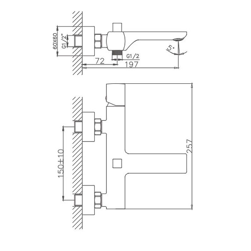 Приобрести haiba смеситель для ванны 257мм, хром hb-60577