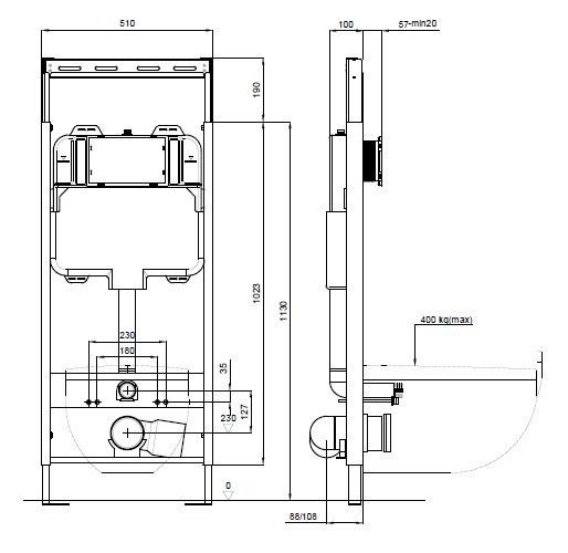 Приобрести инсталляция для подвесного унитаза aquatek easy fix 51 ins-0000009 с регулируемой верхней планкой