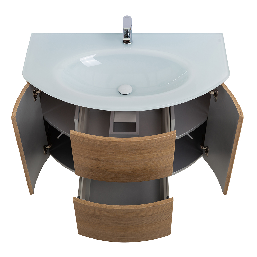 Приобрести cezares тумба подвесная с раковиной eden 91 см rovere tabacco, стекло, дерево 55073