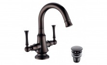 LEMARK Смеситель для раковины Peretto с донным клапаном, черный\бронза LM6307RB