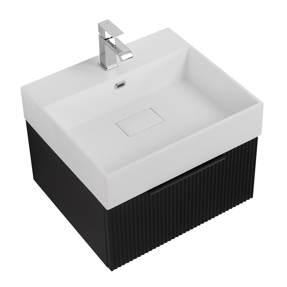 Приобрести cezares тумба подвесная с раковиной premium 50 см plisse nero opaco, черная 55412