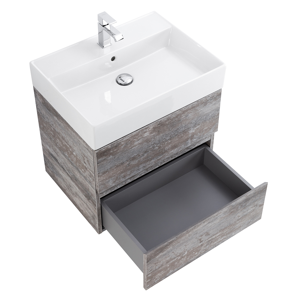 Приобрести cezares тумба подвесная с раковиной molveno 46 60 см legno grigio, серая molveno 46-60-2c-so-lg