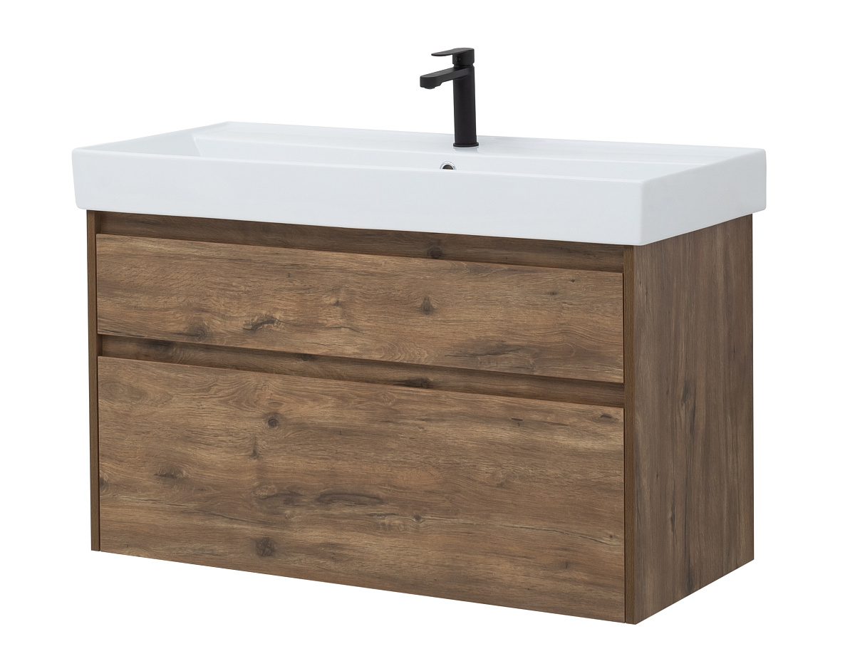 Приобрести aquanet тумба с раковиной nova lite 100 см, (slim synergy) дуб рустикальный, 2 ящика