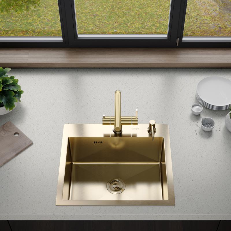 Приобрести gerhans кухонная мойка 50х50 см, золото
