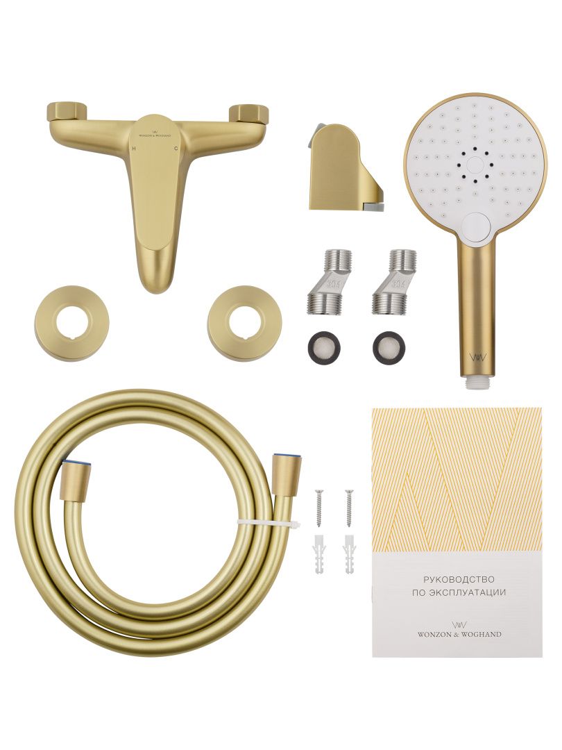 Приобрести смеситель для ванны с душем wonzon & woghand alfa, брашированное золото (ww-ae3204-bg)