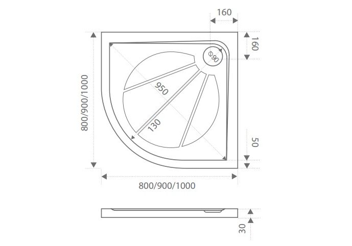 Приобрести поддон каменный bas эклипс 90х90 см