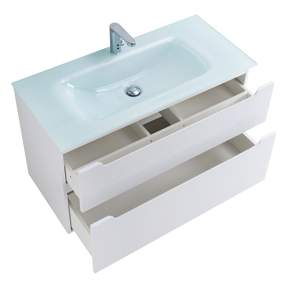 Приобрести belbagno тумба с раковиной etna-h60 100 см, подвесная bianco lucido, стеклянная раковина