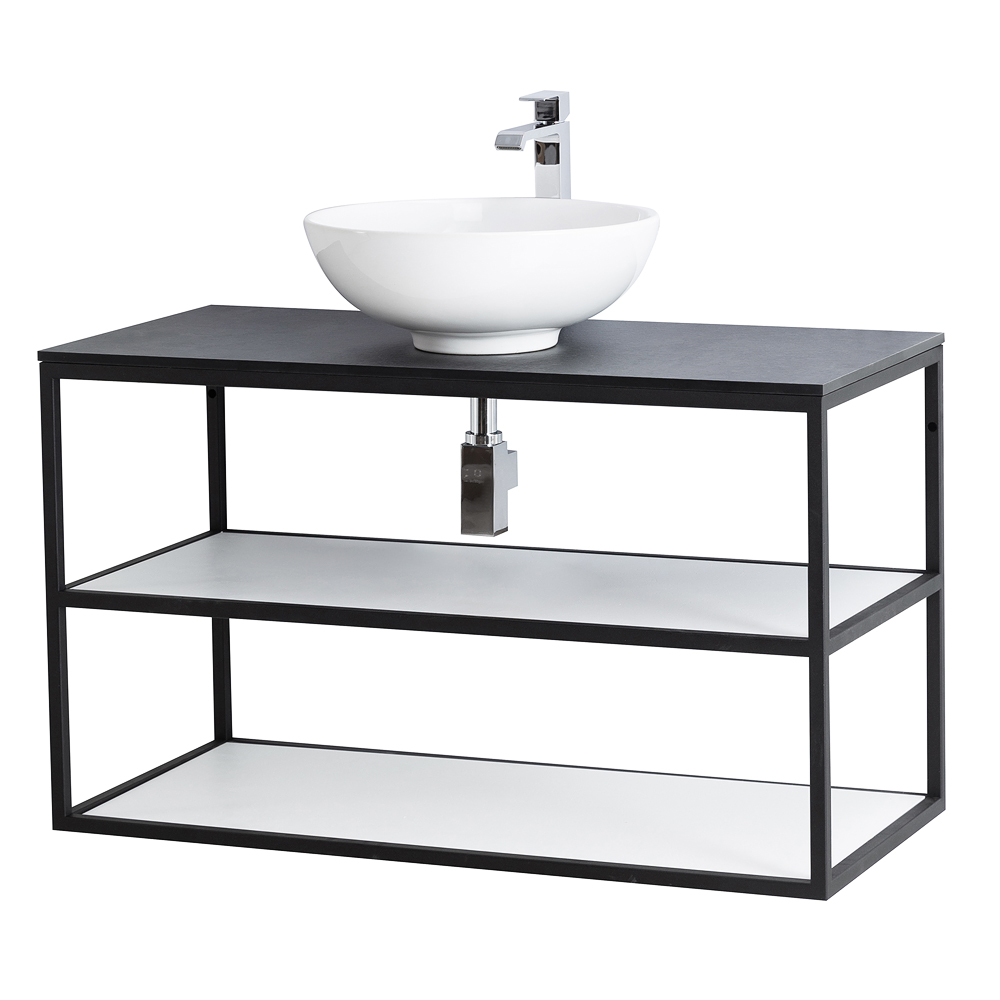 Приобрести cezares тумба подвесная с раковиной cadro 100 см см, двухярусная nero, черная cadro-100/46/58-2c-so-met-st