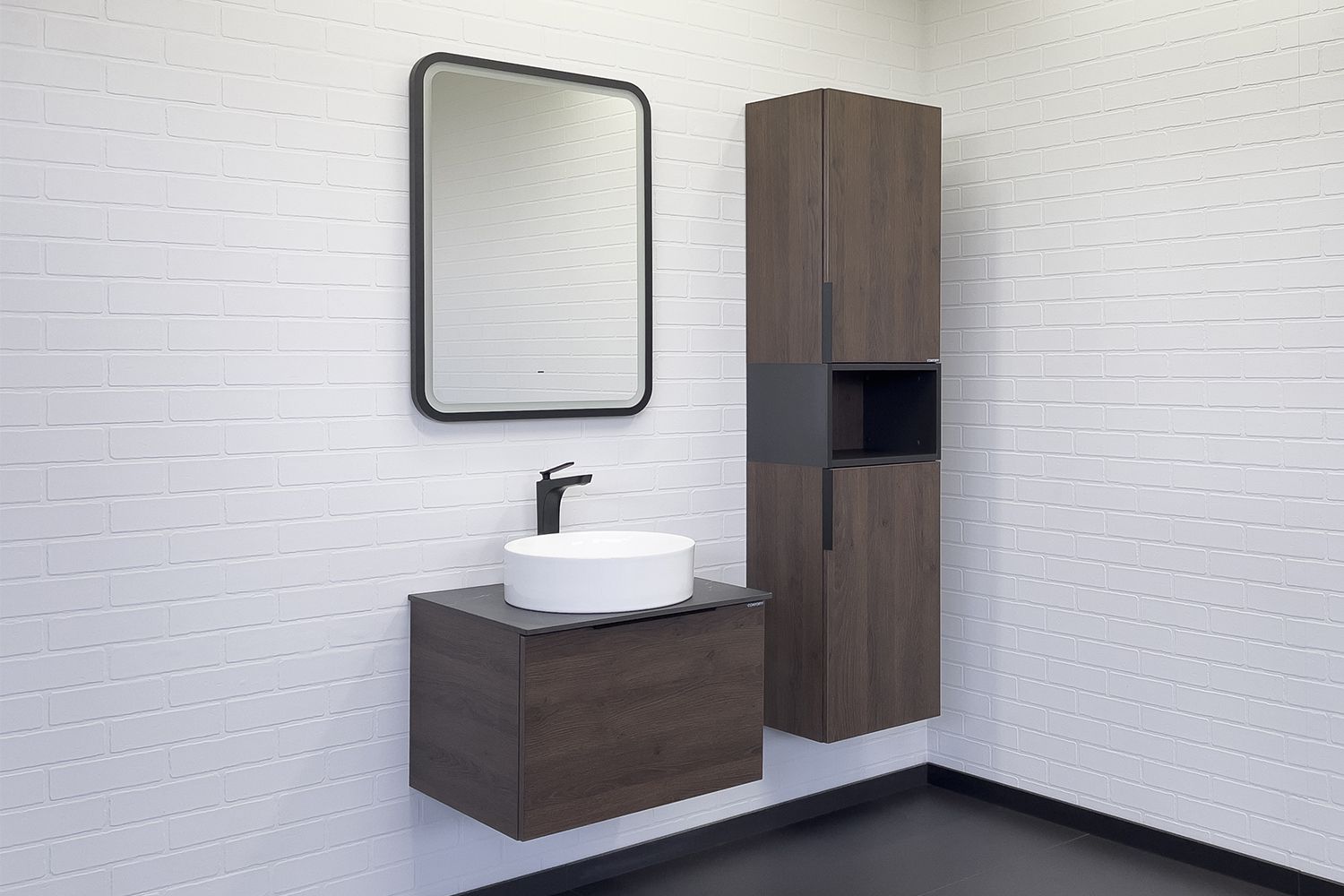 Приобрести сomforty тумба со столешницей и раковиной "портленд-60" дуб шоколадно-коричневый