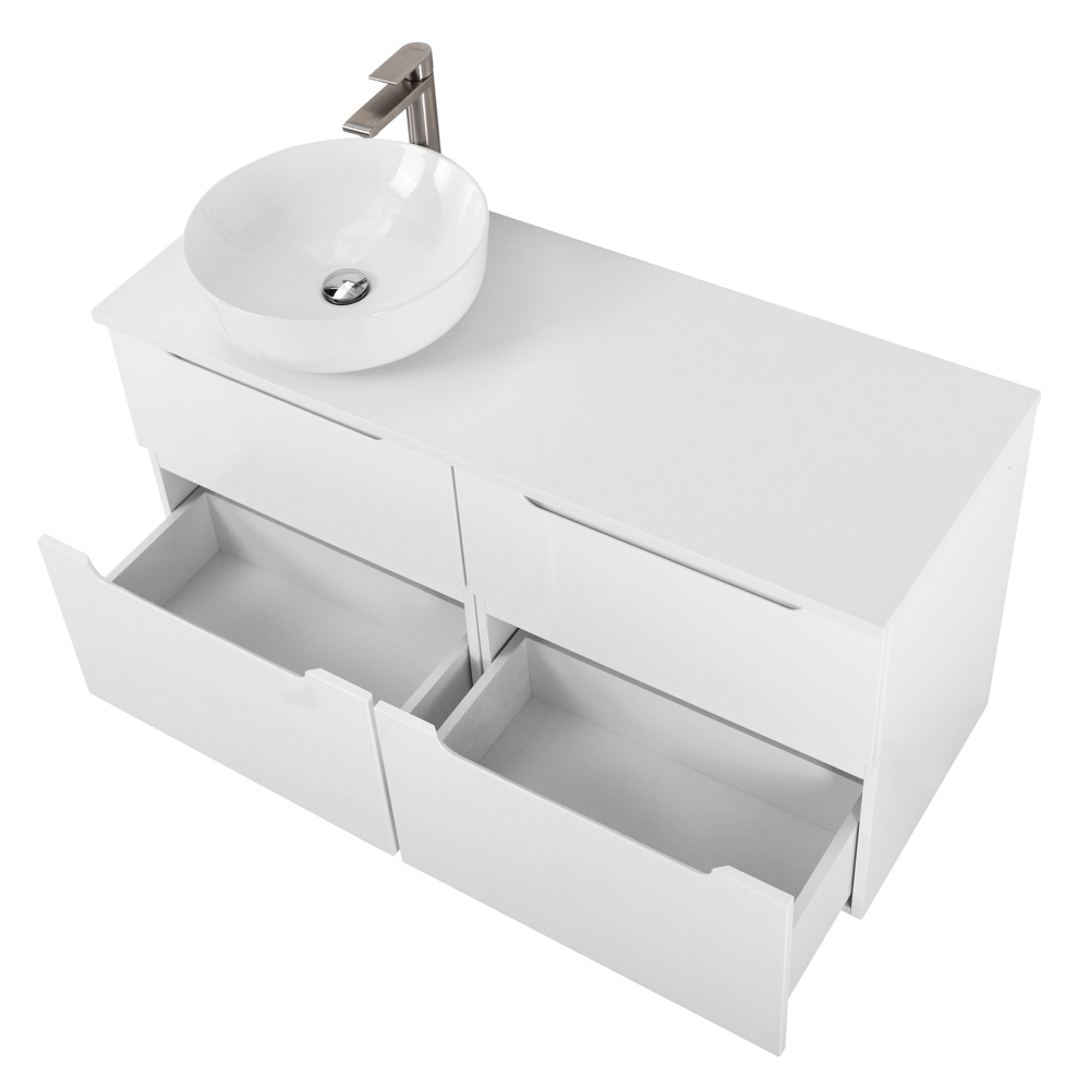 Приобрести belbagno тумба со столешницей etna-h60 120 см, подвесная bianco lucido, раковина слева