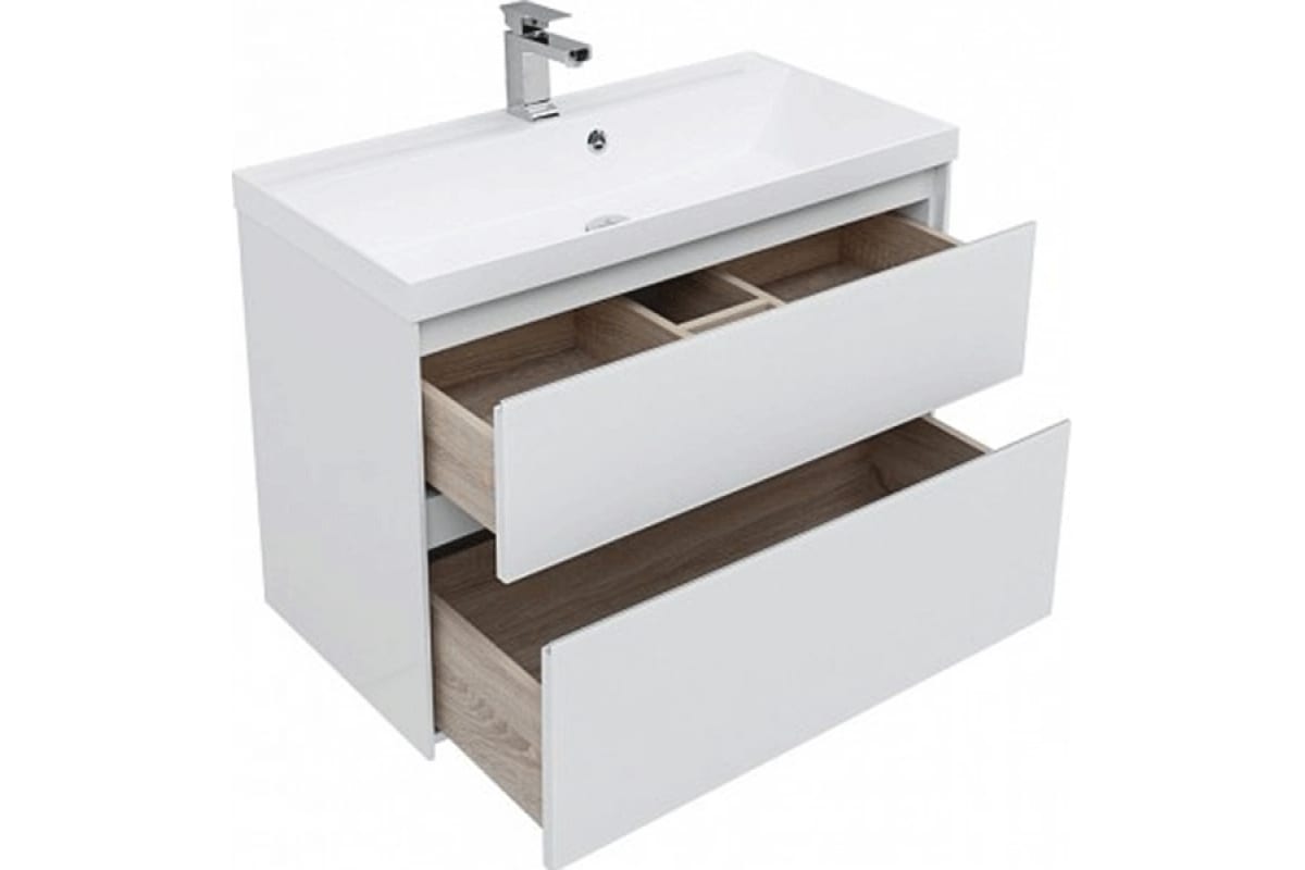 Приобрести aquanet тумба с раковиной гласс 100 см, белая