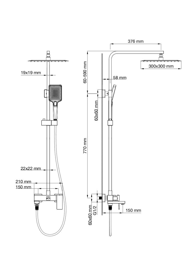 Приобрести душевая система wonzon & woghand cube 2.0, темный графит (ww-88047068-bgm)