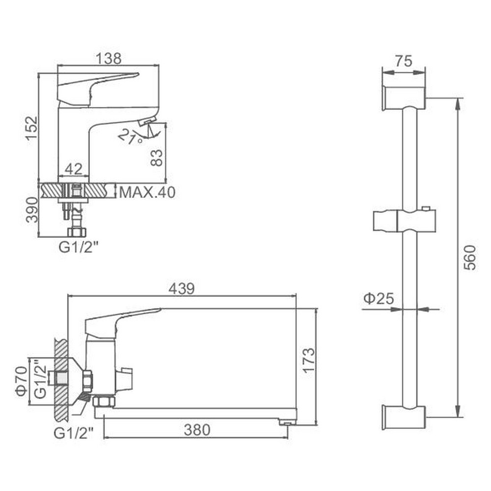 Приобрести ledeme набор смесителей 3в1, хром l9022